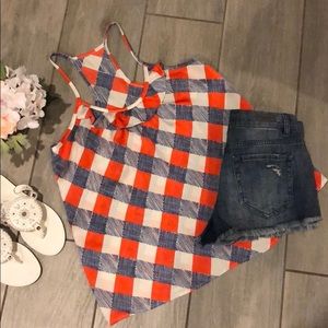 Adorable Check Tank Top Blouse